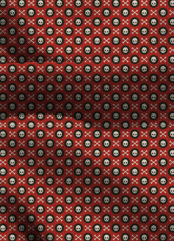 Tecido Blackout Estampa Digital Caveira Circulo Preto 1,35m de Largura