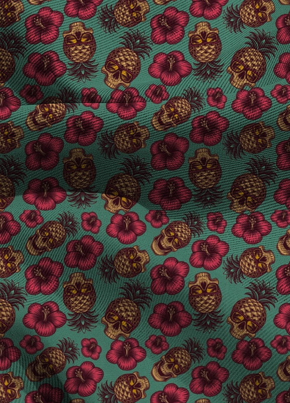 Tecido Blackout Estampa Digital Caveira Floral Dourada 1,35m de Largura