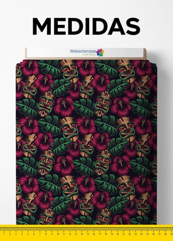 Tecido Blackout Estampa Digital Caveira Havaiana 1,35m de Largura