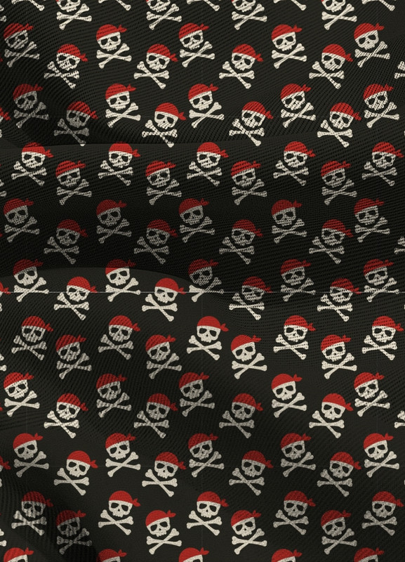 Tecido Blackout Estampa Digital Caveira Pirata Bandana 1,35m de Largura