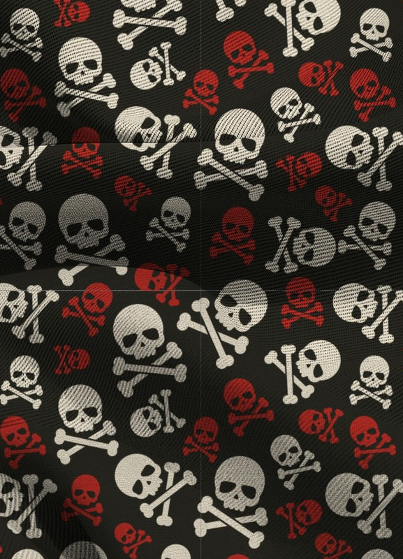 Tecido Blackout Estampa Digital Caveira Vermelho e Branco 1,35m de Largura