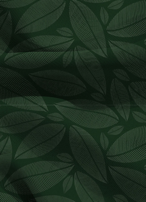Tecido Blackout Estampa Digital Folhas Verde Escuro 1,35m de Largura