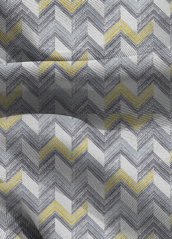 Tecido Blackout Estampa Digital Chevron Cinza e Amarelo 1,35 de Largura