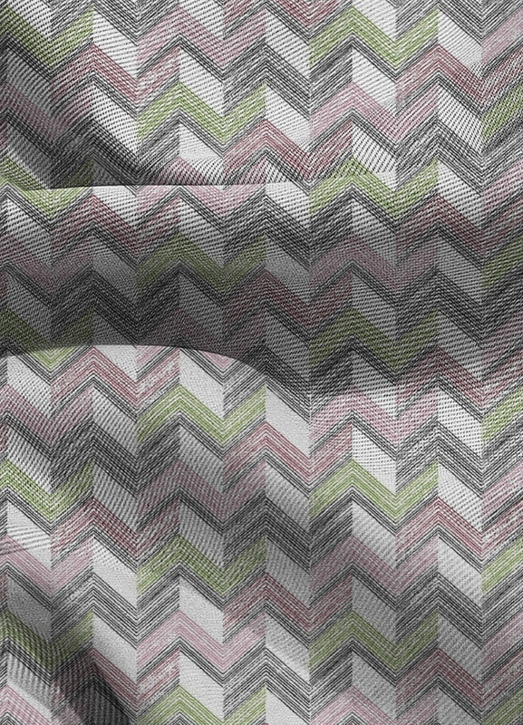 Tecido Blackout Estampa Digital Chevron Cinza, Rosa e Verde 1,35 de Largura