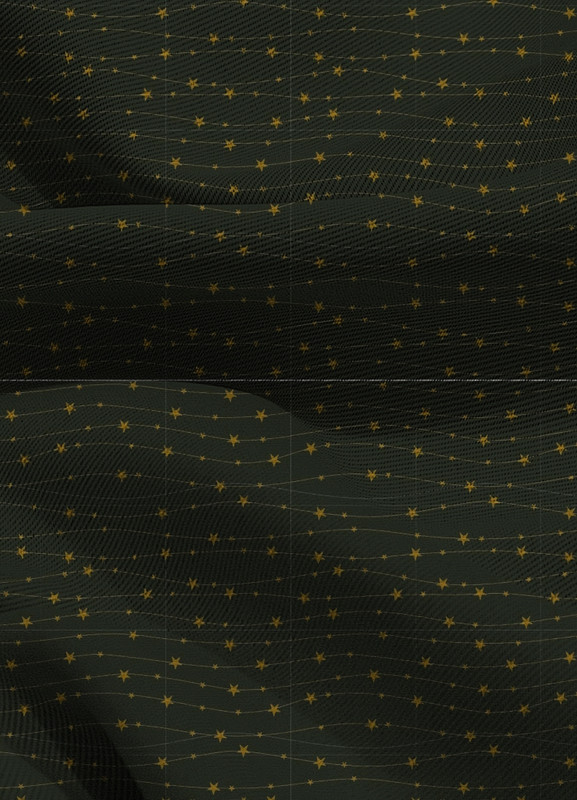 Tecido Blackout Estampa Digital Estrelas de Natal Verde Escuro 1,35 de Largura