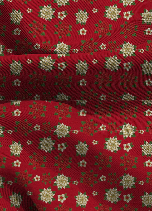 Tecido Blackout Estampa Digital Flor do Natal Vermelho 1,35 de Largura