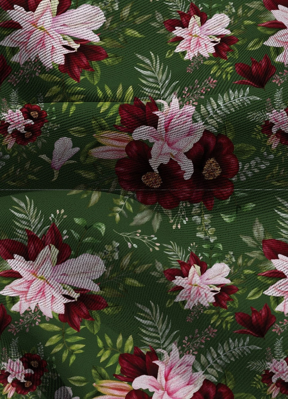 Tecido Blackout Estampa Digital Natal Floral Verde 1,35 de Largura