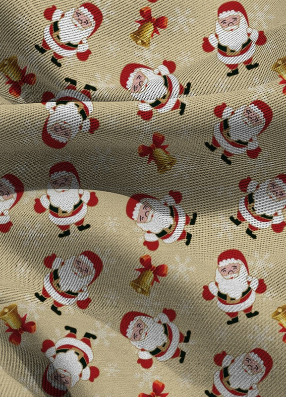 Tecido Blackout Estampa Digital Natal Papai Noel Bege 1,35 de Largura