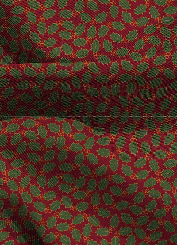 Tecido Blackout Estampa Digital Ramos de Natal Vermelho 1,35 de Largura