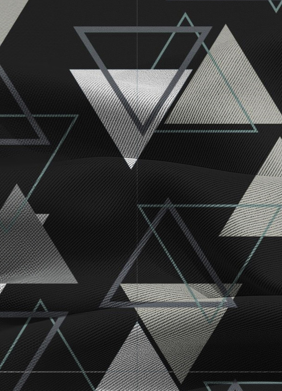 Tecido Blackout Estampa Digital Triângulos Preto 1,35 de Largura
