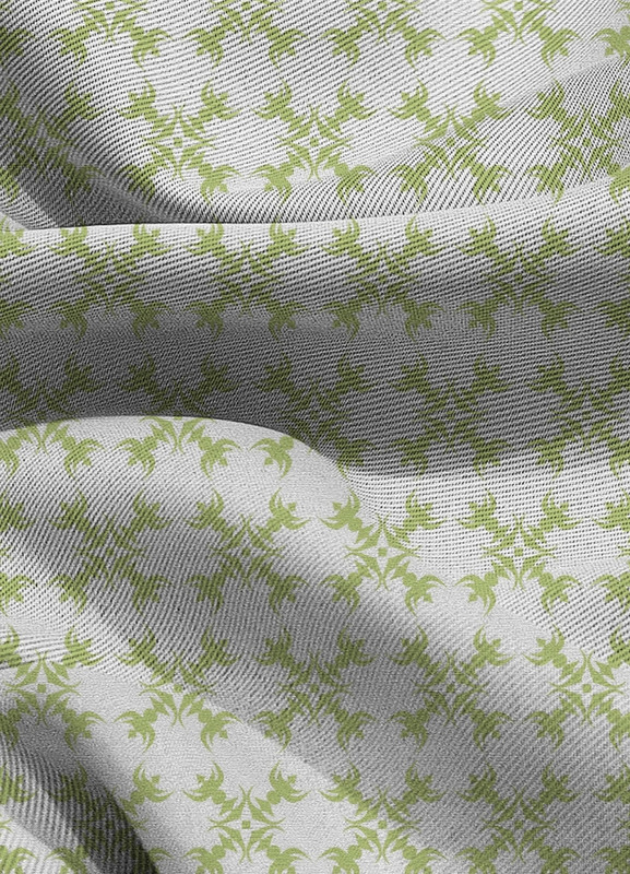 Tecido Blackout Estampa Digital Formas Verdes Fundo Branco 1,35m de Largura