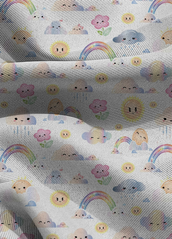 Tecido Blackout Estampa Digital Aquarela Céu Colorido 1,35m de Largura