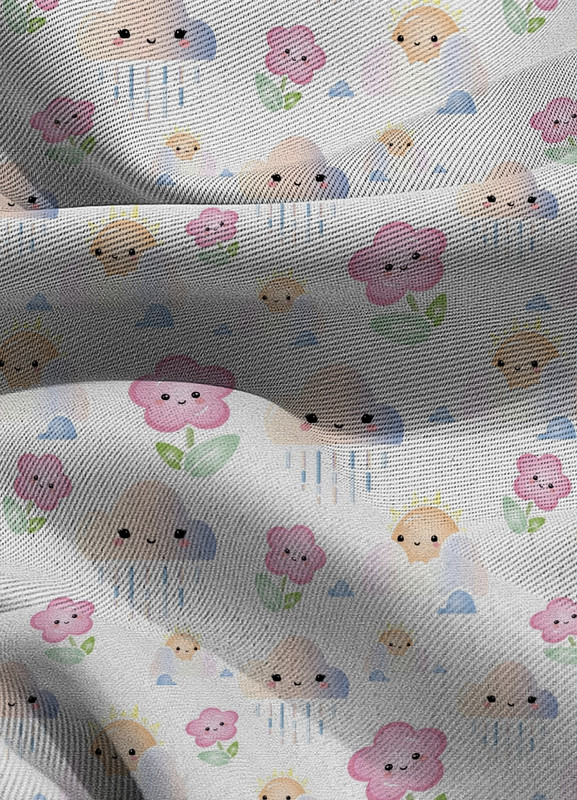 Tecido Blackout Estampa Digital Aquarela Flor e Céu 1,35m de Largura