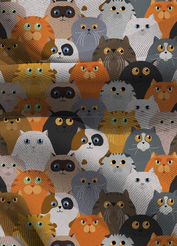Tecido Blackout Estampa Digital Gatinhos 1,35m de Largura