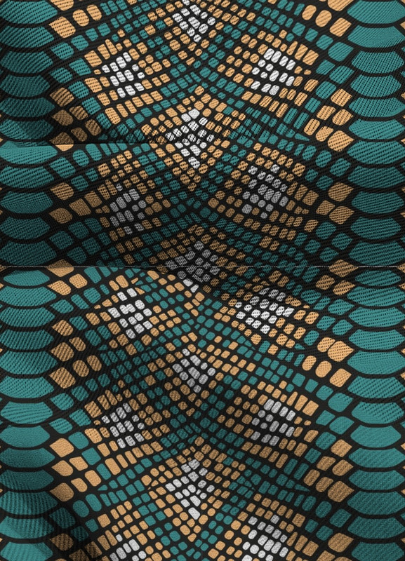 Tecido Blackout Estampa Digital Cobra Verde e Amarelo 1,35m de Largura