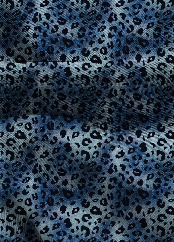 Tecido Blackout Estampa Digital Onça Pintada Azul 1,35m de Largura