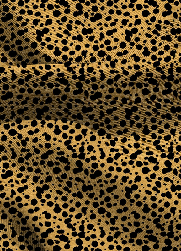 Tecido Blackout Estampa Digital Onça Pintas Pretas Fundo Amarelo 1,35m de Largura