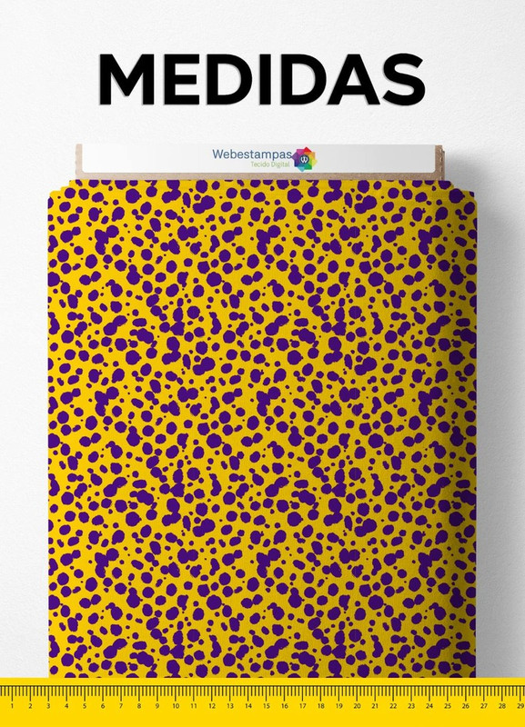 Tecido Blackout Estampa Digital Onça Pintas Roxas 1,35m de Largura