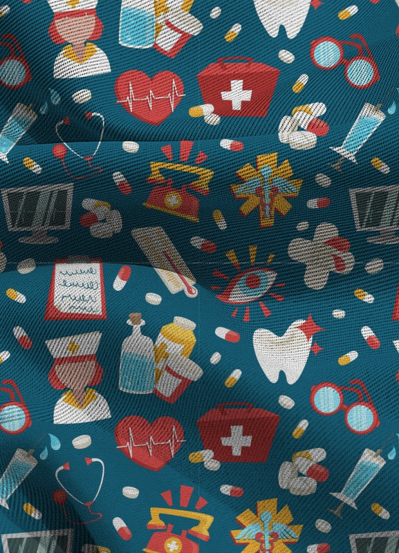 Tecido Blackout Estampa Digital Saúde 5 com 1,35m de Largura