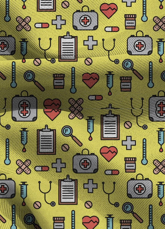 Tecido Blackout Estampa Digital Saúde 8 com 1,35m de Largura