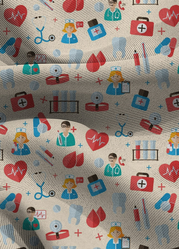 Tecido Blackout Estampa Digital Saúde 9 com 1,35m de Largura