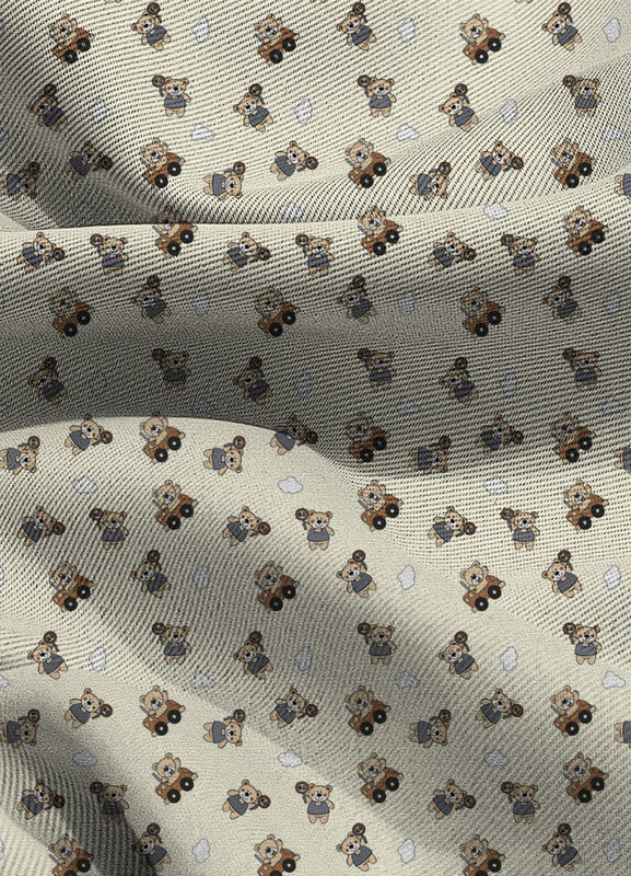 Tecido Blackout Estampa Digital Ursinho Motorista 1,35m de Largura