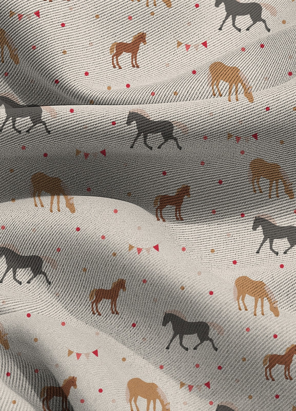 Tecido Blackout Estampa Digital Cavalinhos 1,35m de Largura