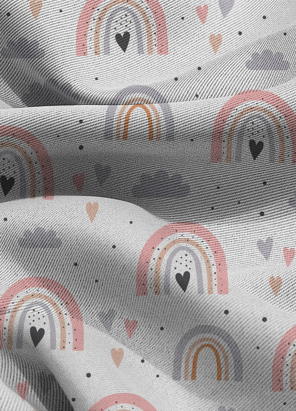 Tecido Blackout Estampa Digital Arco-íris Rosa e Cinza 1,35m de Largura