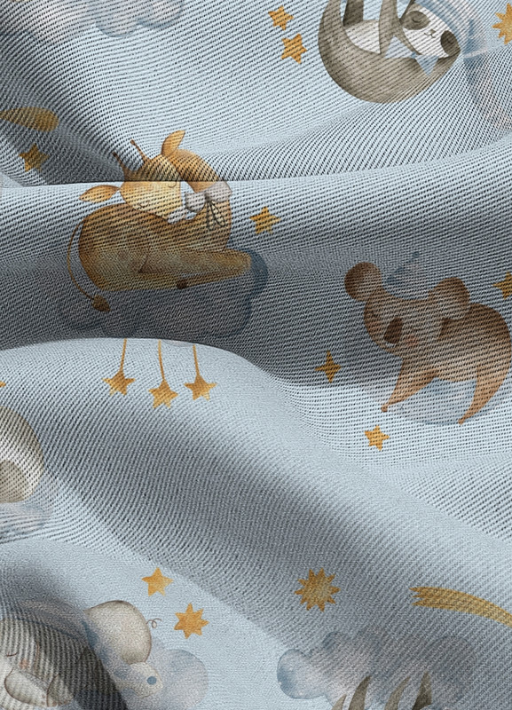 Tecido Blackout Estampa Digital Soneca dos Bichinhos 1,35m de Largura