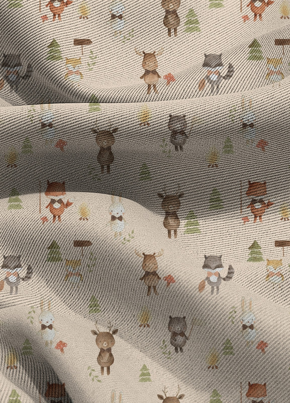 Tecido Blackout Estampa Digital Bichinhos de Gravata 1,35m de Largura