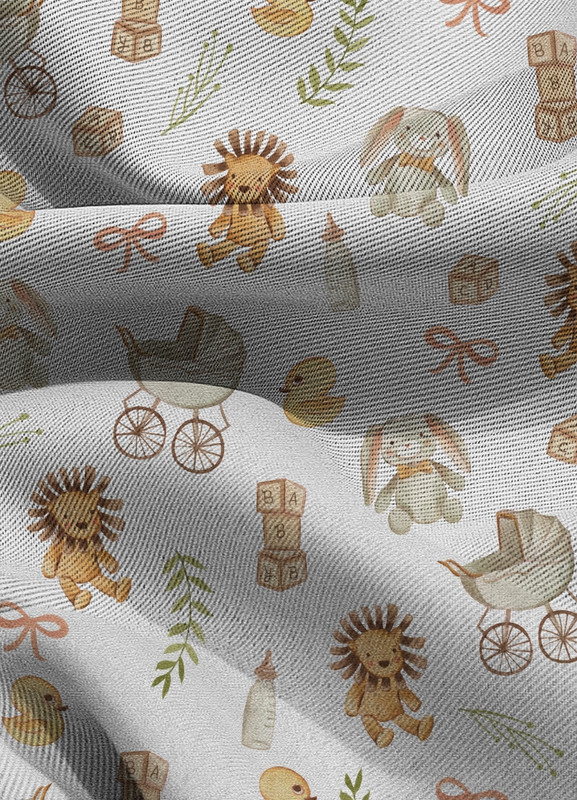 Tecido Blackout Estampa Digital Bichinhos do Bebê 1,35m de Largura