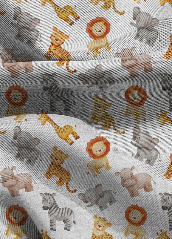 Tecido Blackout Estampa Digital Savana Fundo Branco 1,35m de Largura