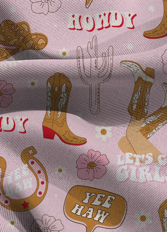 Tecido Blackout Estampa Digital Bota Cowgirl 1,35m de Largura