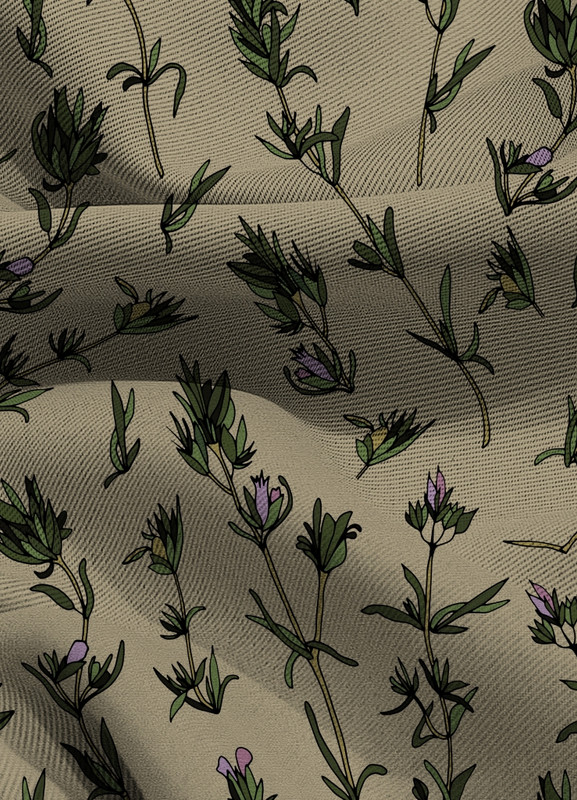 Tecido Blackout Estampa Digital Florzinha Fundo Verde 1,35m de Largura