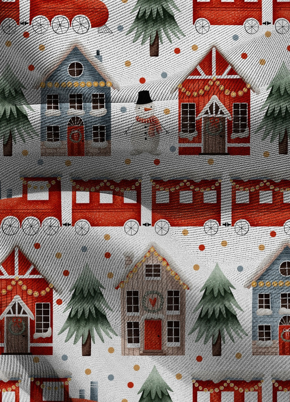 Tecido Blackout Estampa Digital Boneco de Neve 1,35m de Largura