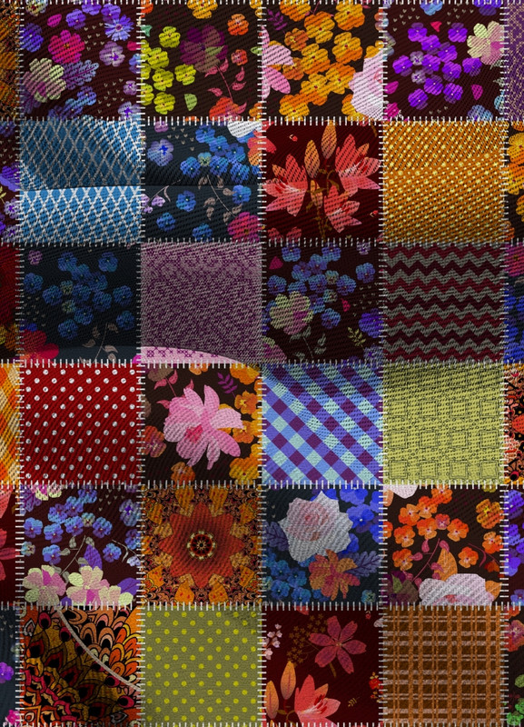 Tecido Blackout Estampa Digital Patchwork 6 com 1,35m de Largura