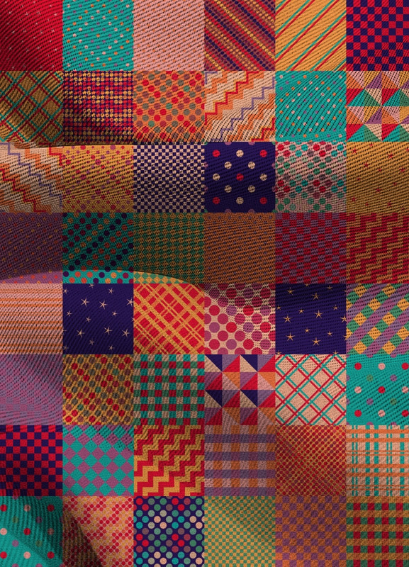 Tecido Blackout Estampa Digital Patchwork 7 com 1,35m de Largura