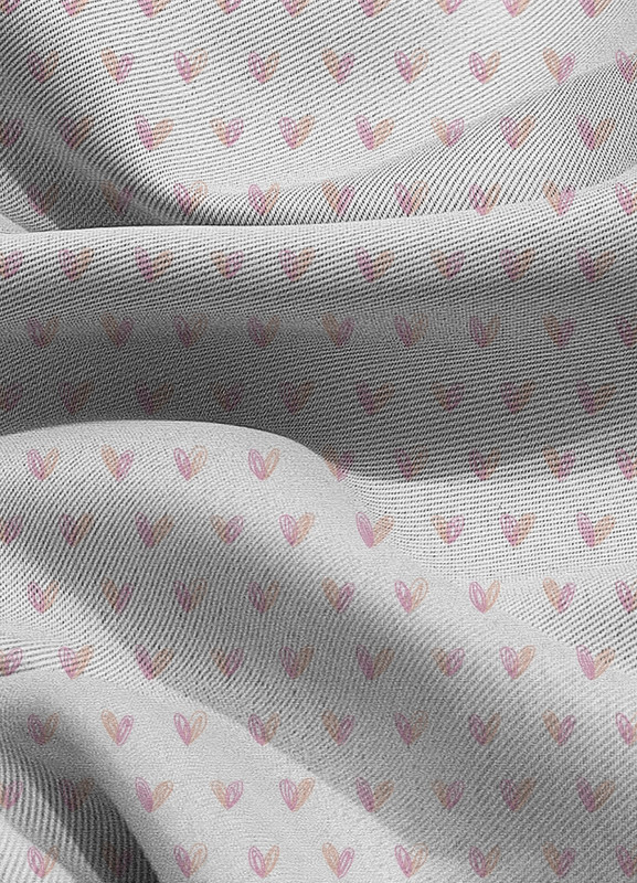 Tecido Blackout Estampa Digital Corações Laranja e Rosa 1,35m de Largura