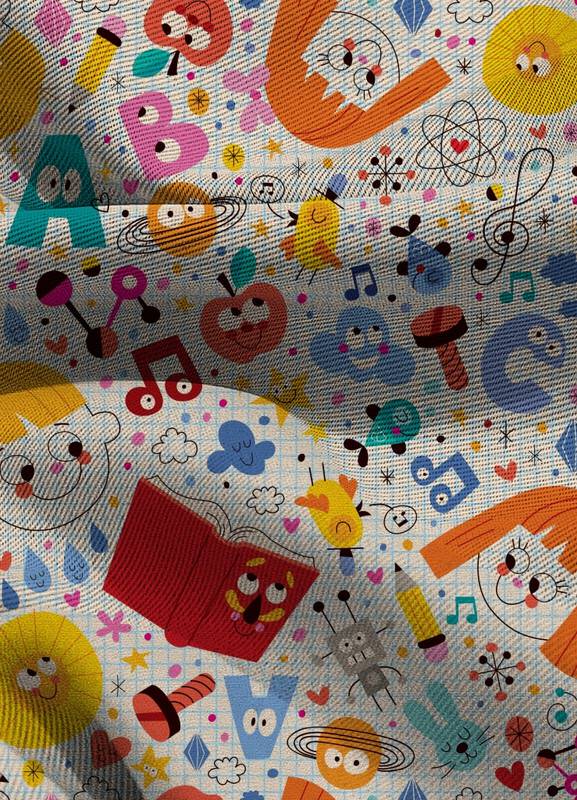 Tecido Blackout Estampa Digital ABC 1,35m de Largura