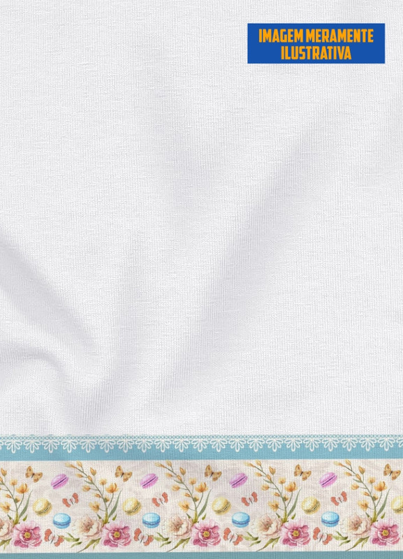 Tecido Microfibra Estampa Digital para Barrado Macarons com 1,55m de Largura