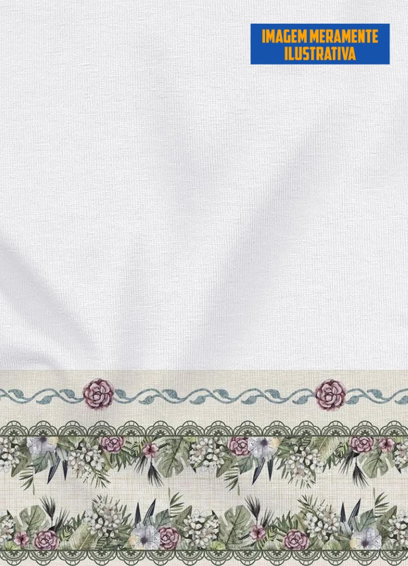 Tecido Microfibra Estampa Digital para Barrado Folhagens e Flores com 1,55m de Largura