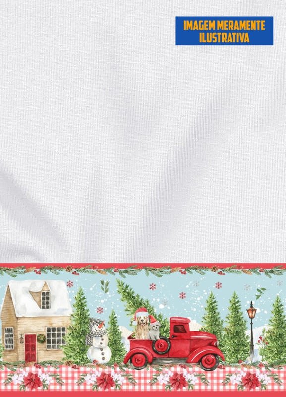 Tecido Microfibra Estampa Digital para Barrado Cachorrinhos Natal com 1,55m de Largura