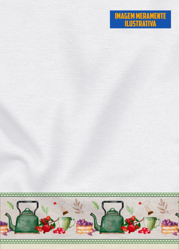 Tecido Microfibra Estampa Digital para Barrado Chaleira e Romã com 1,55m de Largura