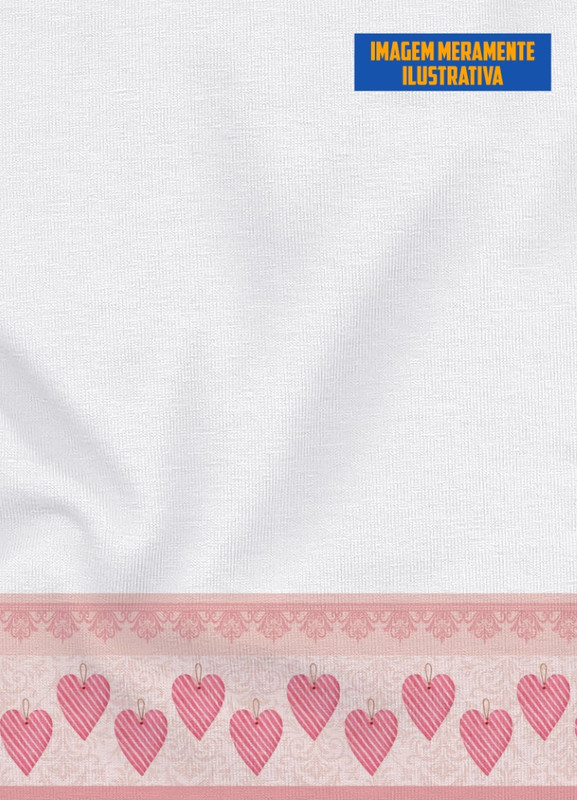 Tecido Micropercal Estampa Digital para Barrado Corações Rosa com 1,55m de Largura