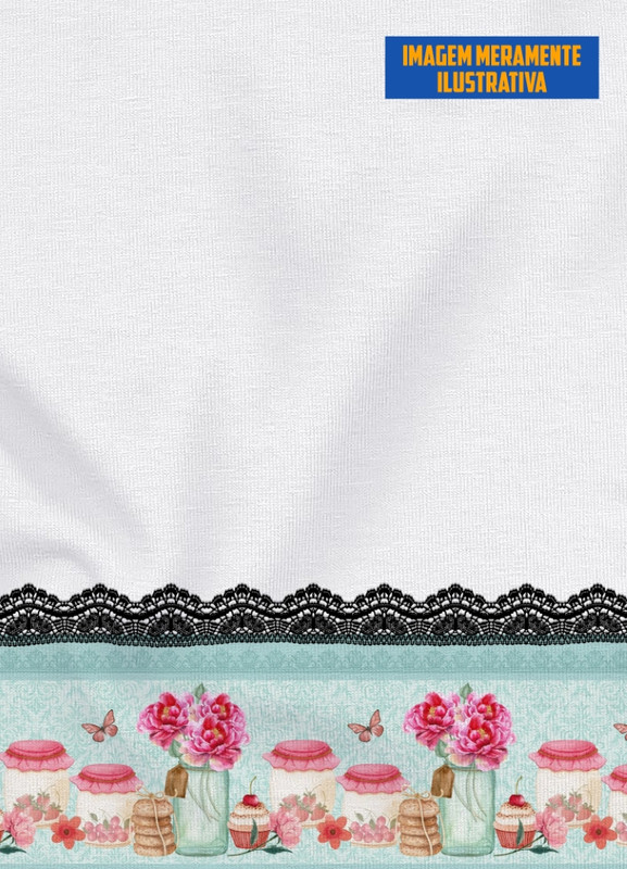 Tecido Oxford Estampa Digital para Barrado Flores e Borboletas com 1,55m de Largura