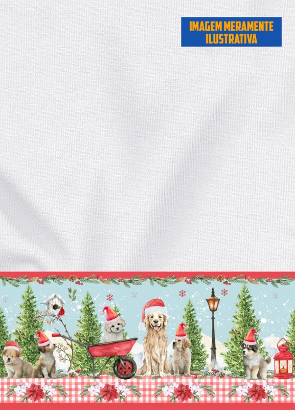 Tecido Oxford Estampa Digital para Barrado Christmas Dogs com 1,55m de Largura