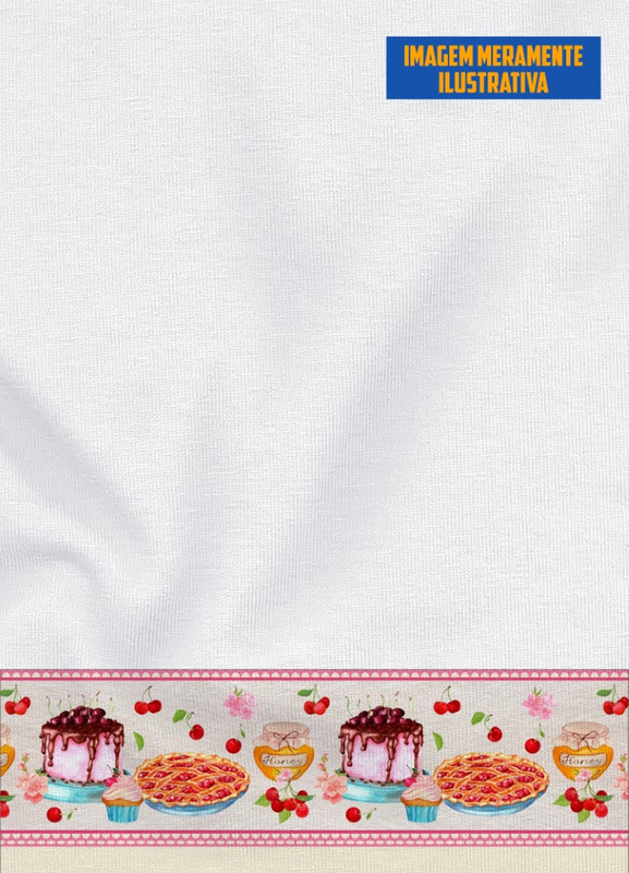 Tecido Oxford para Barrado Estampa Digital Bolos e Tortas 1,55m de Largura
