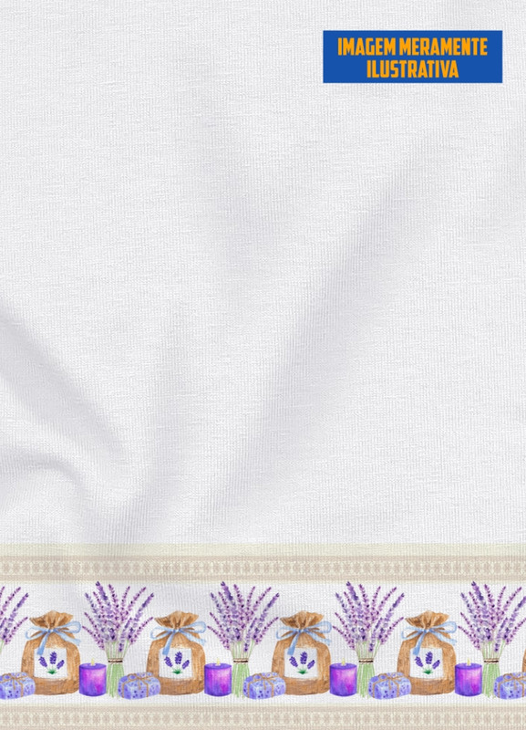 Tecido Tricoline Estampa Digital para Barrado Lavanda com 1,50m de Largura