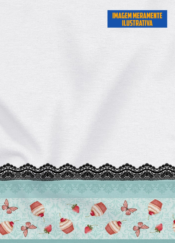 Tecido Tricoline Estampa Digital para Barrado Cupcake de Morango com 1,50m de Largura