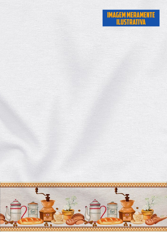 Tecido Tricoline Estampa Digital para Barrado Mesa do Café com 1,50m de Largura
